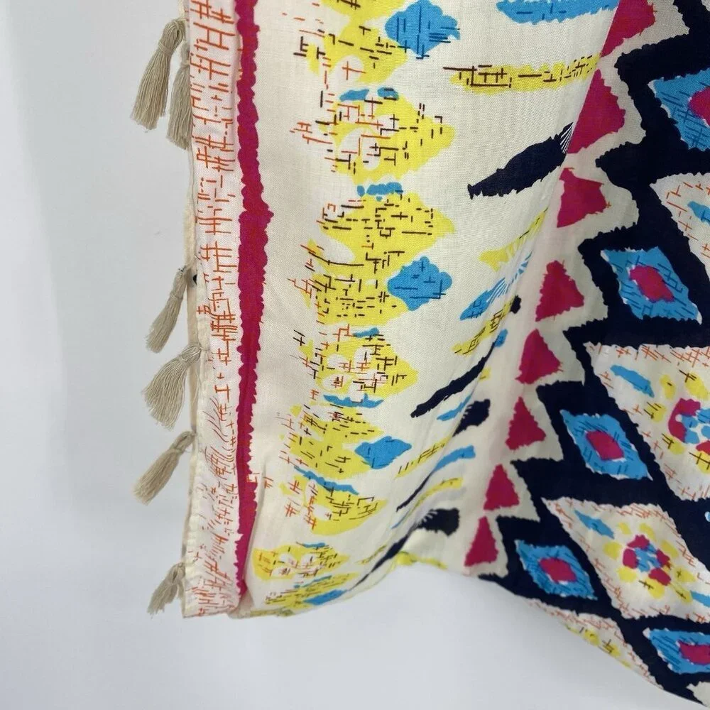Pretty Persuasions Infinity Loop Scarf Rayon Tassel Hem Printed Boho Geometric